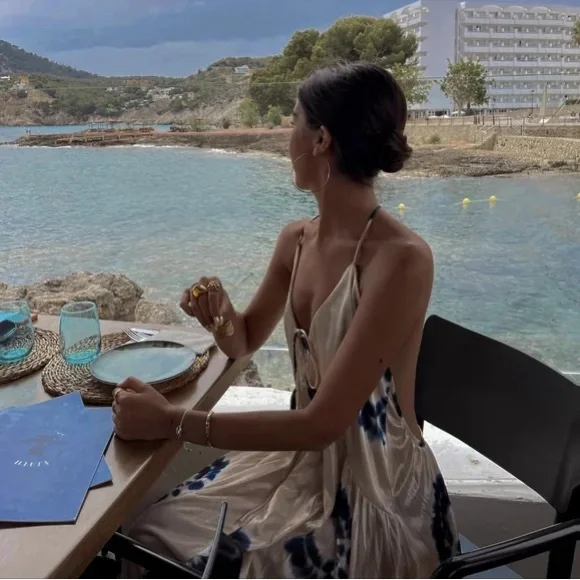 ZARA WRINKLE SATIN EFFECT MAXI LONG DRESS WHITE BLUE NWOT S - Picture 4 of 14